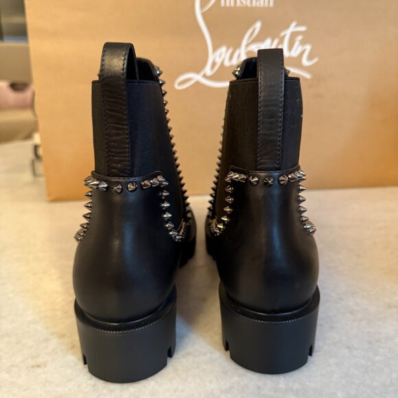 Christian Louboutin 3221092 Out Lina Spike Lug Black Calf Ankle Boot, 38.5, 39.5 - Picture 14 of 16